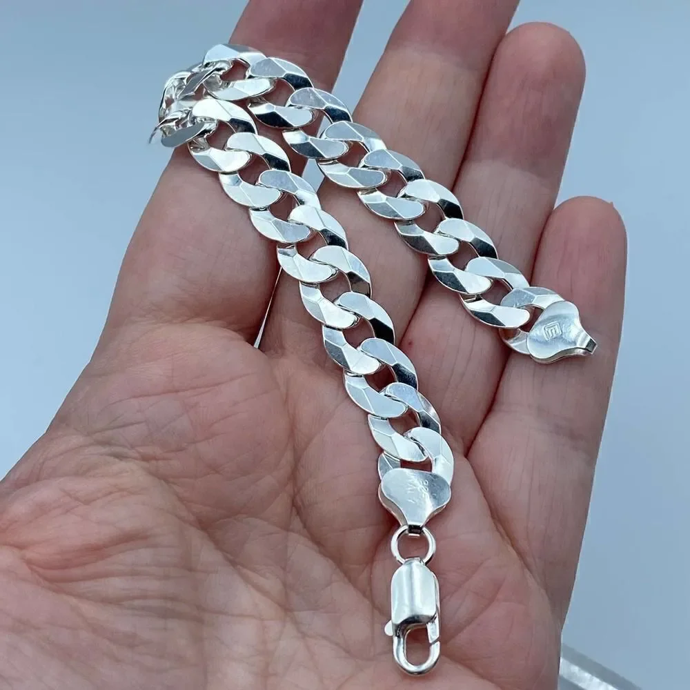 Flat Curb Sterling Silver Bracelet 250 gauge Unisex